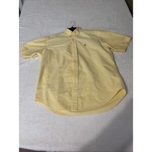 Ralph Lauren Blaire Mens Medium Yellow Stripe Short Sleeve Classic Fit Shirt